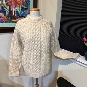 Fisherman Knit Cable Pullover Sweater c1970s Hand Knit - M Unisex